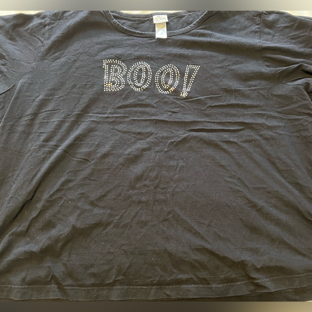 Halloween BOO Cotton Black Tee Plus Size